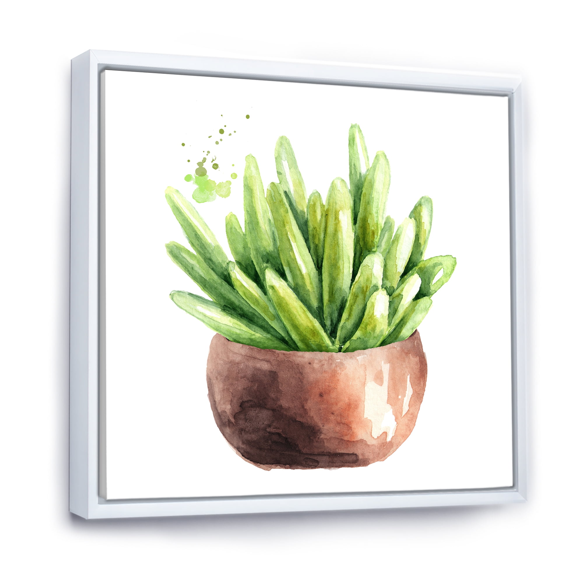 Designart 'Succulent Flower In Terracotta Clypot I' Traditional Framed Canvas Wall Art Print