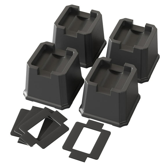 Maenizi 4 Pack Bed Risers 3 Inch Heavy Duty Bed Elevators Lifts Fits to Wheels of Furniture, Sofa, Table and Couch, Black