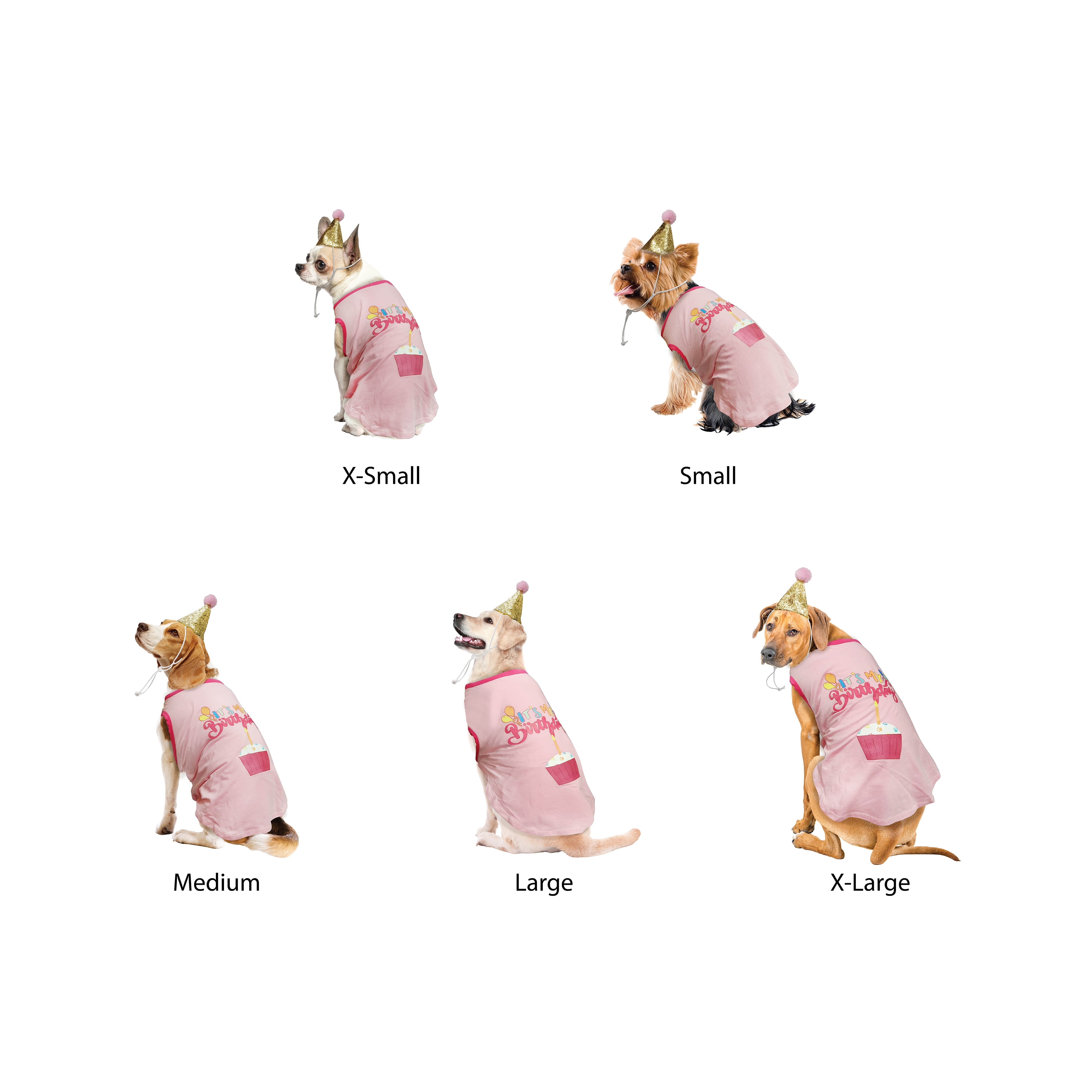 Best Furry Friends Birthday Party Set for Dogs or Cats (set of 4), Pink, X-Small