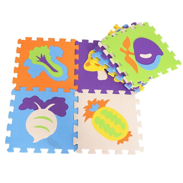Rompecabezas de Alfombras Suave de Playa Decorativos de Dormitario de , , 9 Frutas Macarena Puzzle Play Mat para niños