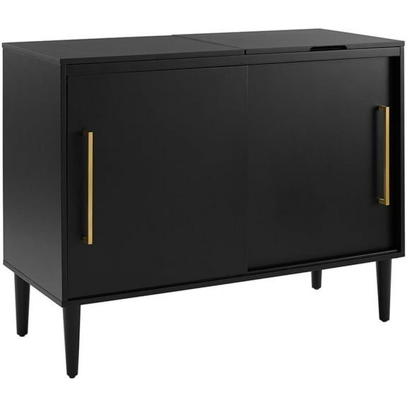 Bowery Hill Mid-Century Wood Media Console Table in Matte Black