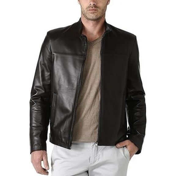 Men's Genuine Lambskin Leather Jacket Biker Soft Stylish Motorcycle Jacket MJF006