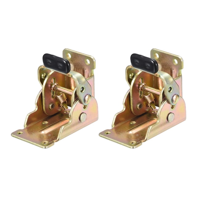 Unique Bargains 2 Pack Table Leg Folding Brackets Foldable Self Lock Hinges, Bronze Tone
