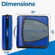 Case-it Mighty Zip Tab Zipper Binder, 3 O-Ring with 5-Color tabs, Expanding File Folder and Shoulder Strap and Handle, D-146- Midnight Blue