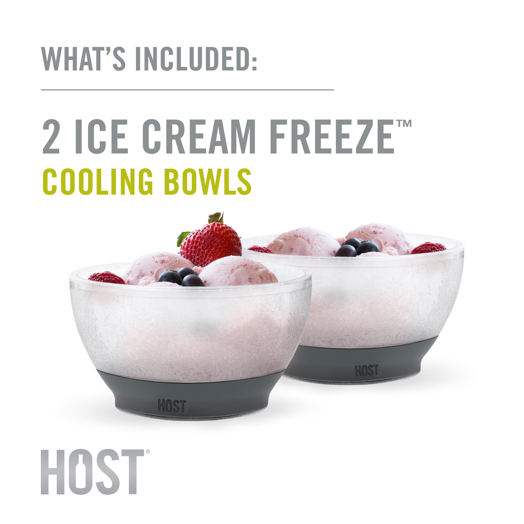 Host Ice Cream Freeze Bowl, Set of 2 Double Walled Insulated Freezer Gel  Chiller Kitchen Accessory for Dessert, Dip, Cereal, with Comfort Silicone