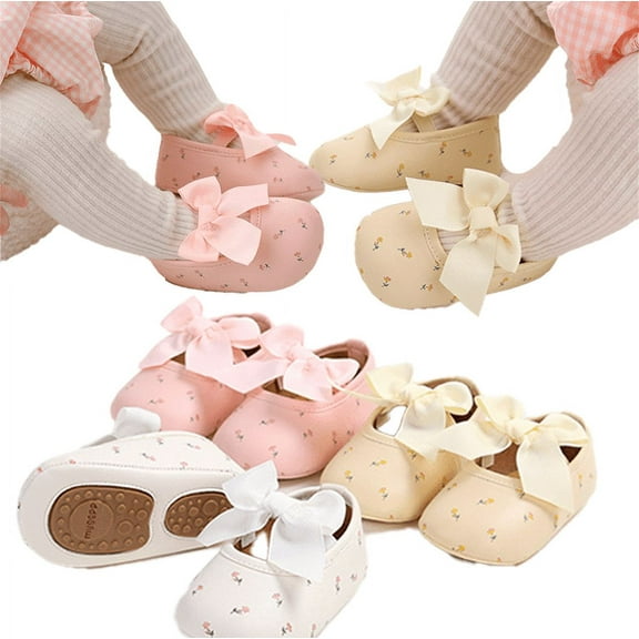 Yoyauz Baby Girl Mary Jane Shoes Anti Slip Rubber Sole Ballet Slippers Princess Dress Wedding Shoes Newborn Kids Shoes Toddler Shoes