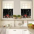 thumbnail image 4 of Mushroom Kitchen Curtains Set 24 Inch Length, Spring Floral Rod Pocket Tier and Kitchen Valances Set, Summer Botanical Night Moon Sky Black Farmhouse Window Curtains Set for Bedroom/Living Room, 4 of 6