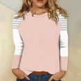 thumbnail image 3 of Jalioing Women's Casual Pullover Tee Color Block Long Sleeve Dropped Shoulder Shirts Classic Crew Neck Tops, 3 of 7