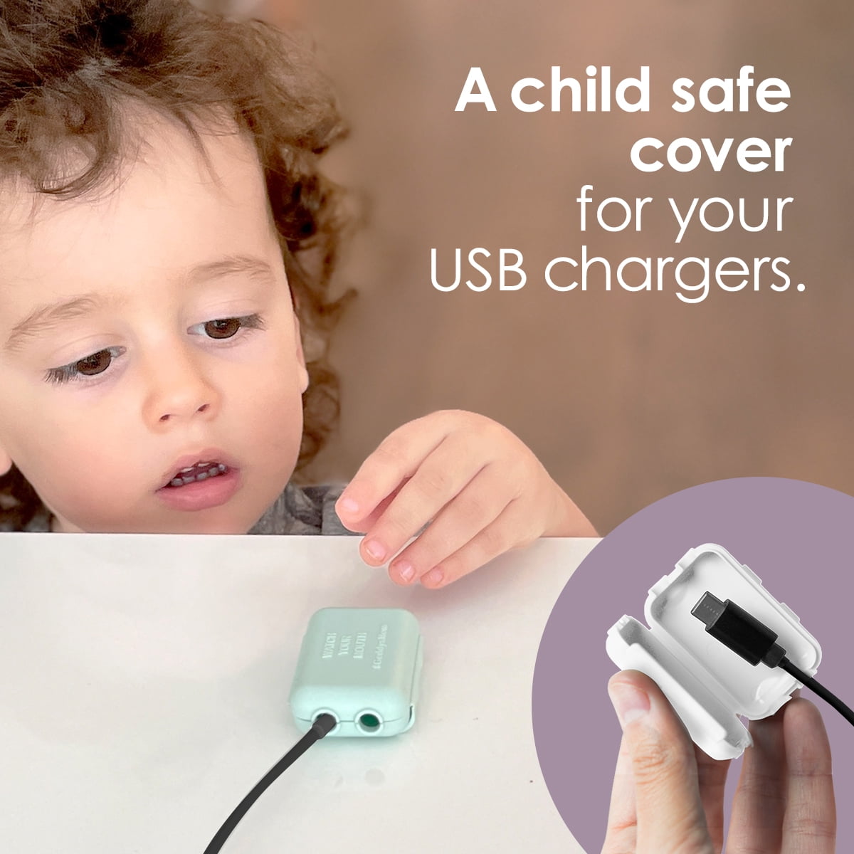 USB Charge Cord Safety Cover. New Kid Kap Baby Proofing USB