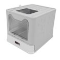 thumbnail image 1 of Cat Litter Box with Scoop, Removal Enclosed Cat Litter Box with Tainless Steel Drawer Style Design, Front Entry Top Exit Cat Litter Box, Foldable Cat Toilet, 1 of 7