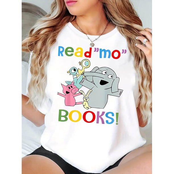Camiseta Ligera de verano para mujerCreative English Colorful Elephant Pattern Print Women's Fashion Trendy Round Neck Short Sleeve, Simple Casual Sports T-shirt, Holiday Comfortable Summer Top Wome