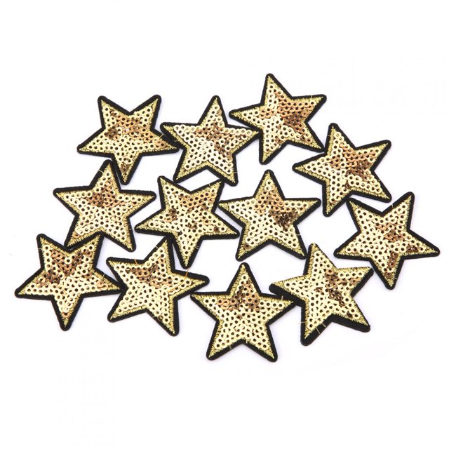 12pcs Sequined Decorative Patches Star Pattern Sticker Clothes Decorated Sewing Supplies DIY Decoration Clothing Sew Sticker Craft Accessories