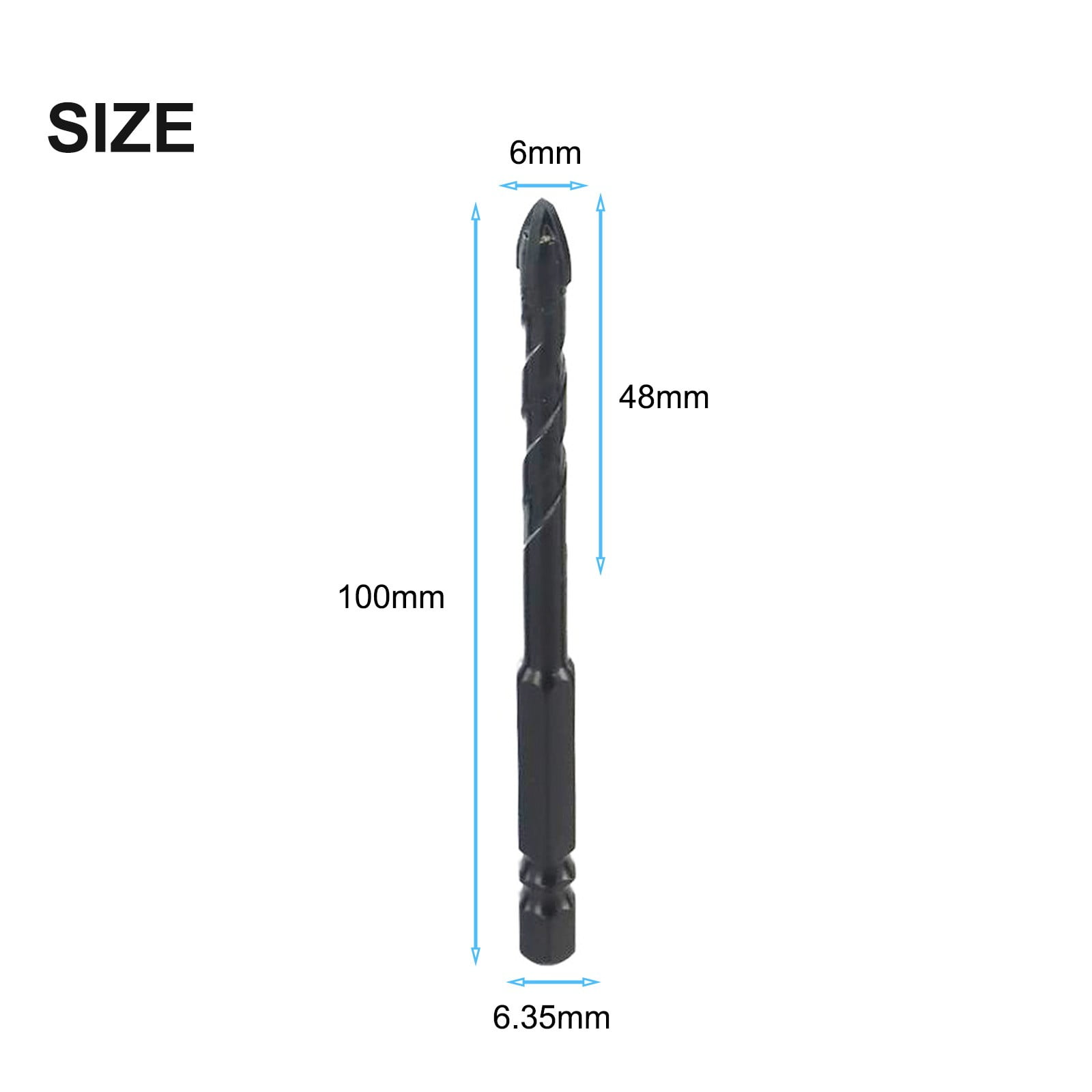 10Pcs 6mm Tile Drill Bit Glass Ceramic Hex Shank Cross Head for Tile Brick
