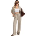 thumbnail image 5 of 2 Piece Sets for Women Stand Collar Zip Top and High Waist Wide Leg Pants, S, 5 of 5