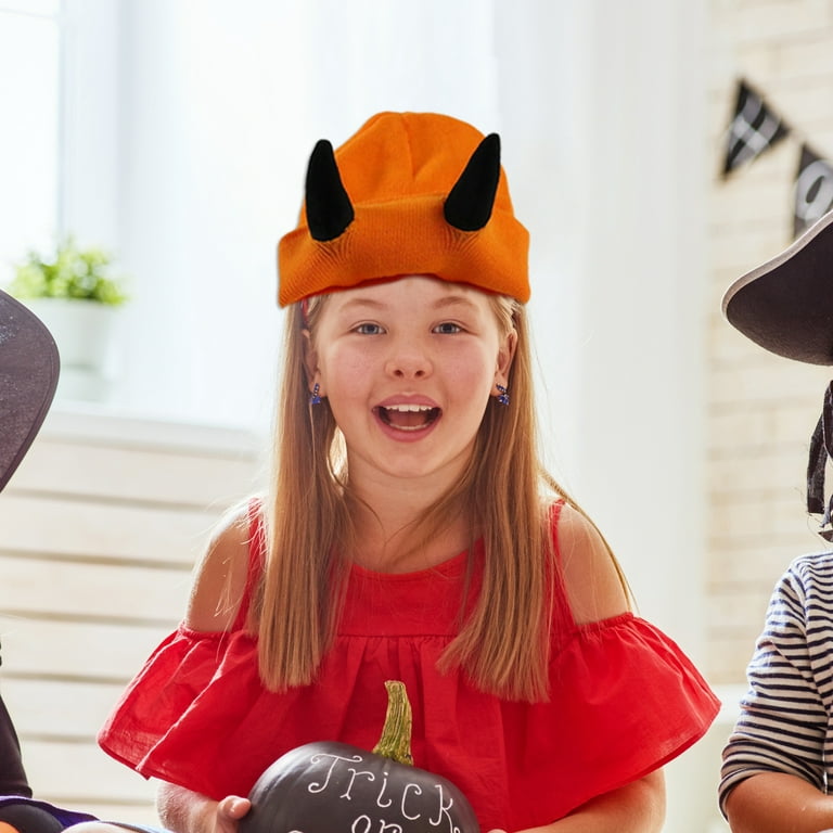 Adult Children Winter Warm Hats Halloween Funny Demon Horn Knitted