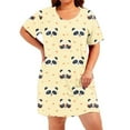 thumbnail image 2 of SDNall Sleep Dress for Women, Loose Fit Short Sleeve Round Neck with Animal Print, Casual Nightgown and Lounge Dress for Spring and Summer, 2 of 6