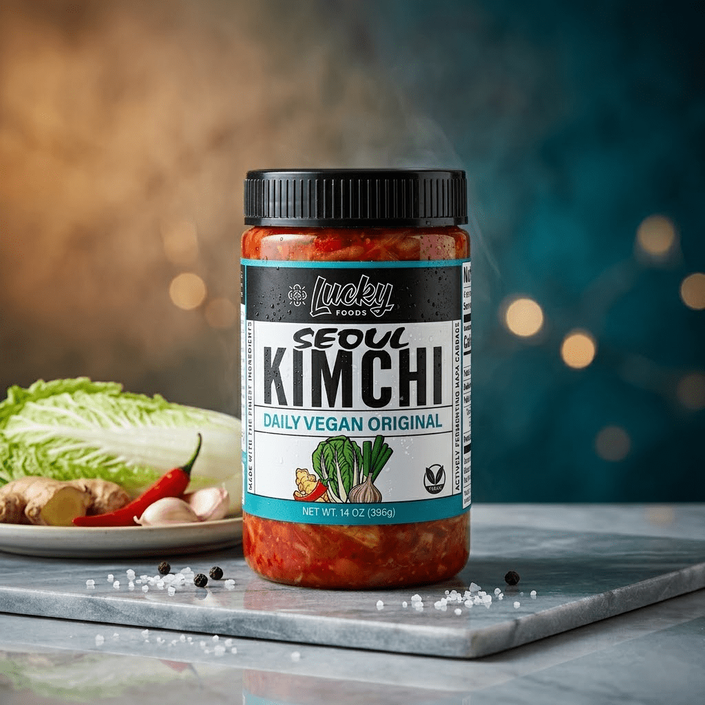 Lucky Seoul Daily Vegan Kimchi, 14 oz, Jar, Refrigerated, Low Sodium