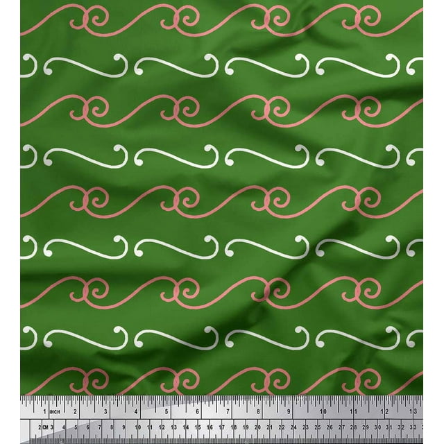 Soimoi Tissu en Rayonne Vert Imprimé Abstrait Tourbillon Tissu de Couture Yard 56 Pouces de Large