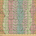 thumbnail image 2 of Ambesonne Retro Fabric by the Yard Upholstery, Overlapping Colorful Feathers, 5 Yards, Almond Green Blush Grey, 2 of 5