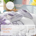 thumbnail image 3 of Purple Vintage Lavenders Bedding 3 Piece Duvet Cover Set Queen Size, Farmhouse Wooden Retro Art Soft Microfiber Comforter Cover with Zipper Closure & Pillowcases, Wrinkle & FadeResistant Quilt Cover, 3 of 9