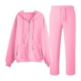 thumbnail image 4 of VOGUES Sweat Suits For Womens 2 Piece, Solid Color Zip Up Hoodie Sweatshirt Matched Sweatpants Sets 2025 Casual Tracksuit Outfits Gift For Daughter Pink S, 4 of 4