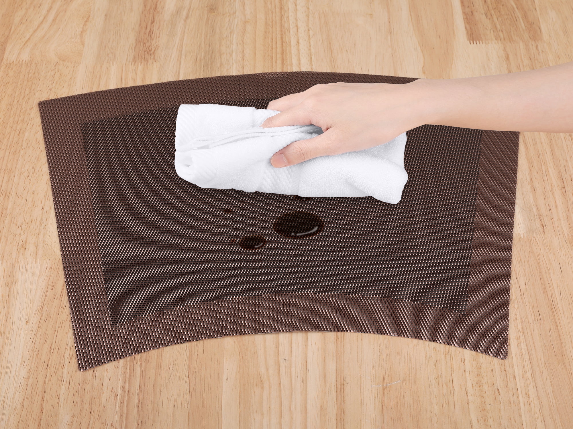 Unique Bargains Set of 8 Placemats Washable Heat Resistant Table Placemats Brown 18x13in