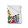 thumbnail image 2 of 70s Party Soft Flannel Fleece Throw Blanket, Hippie Peace and Love and Signs 2 Fingers Pacifist Colorful Design Art, Cozy Plush for Indoor and Outdoor Use, 50" x 70", Multicolor, by Ambesonne, 2 of 6