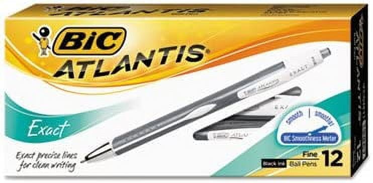 Atlantis Exact Retractable Ballpoint Pen, Black Ink.7mm, Fine, Dozen