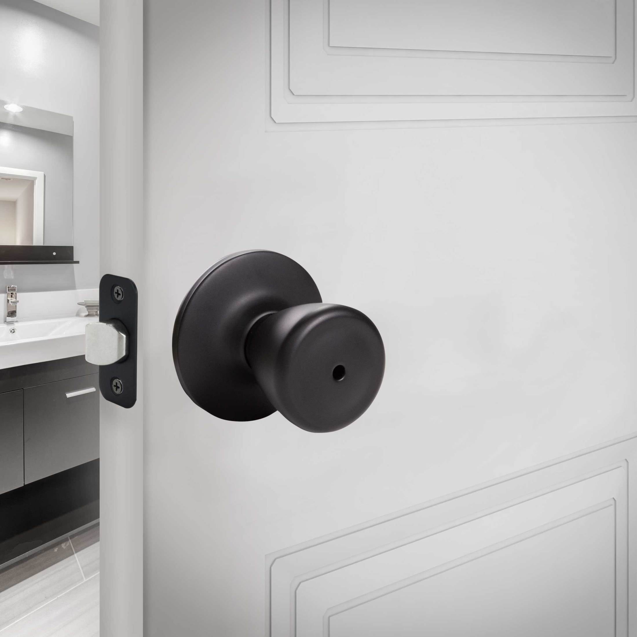 Design House WM477926 Tulip Privacy Bed and Bath Door Knob Matte Black