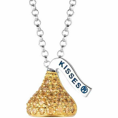 Hershey's Kisses Women's CZ Sterling Silver Small Flat Back November Pendant, 16 with 2 Extension
