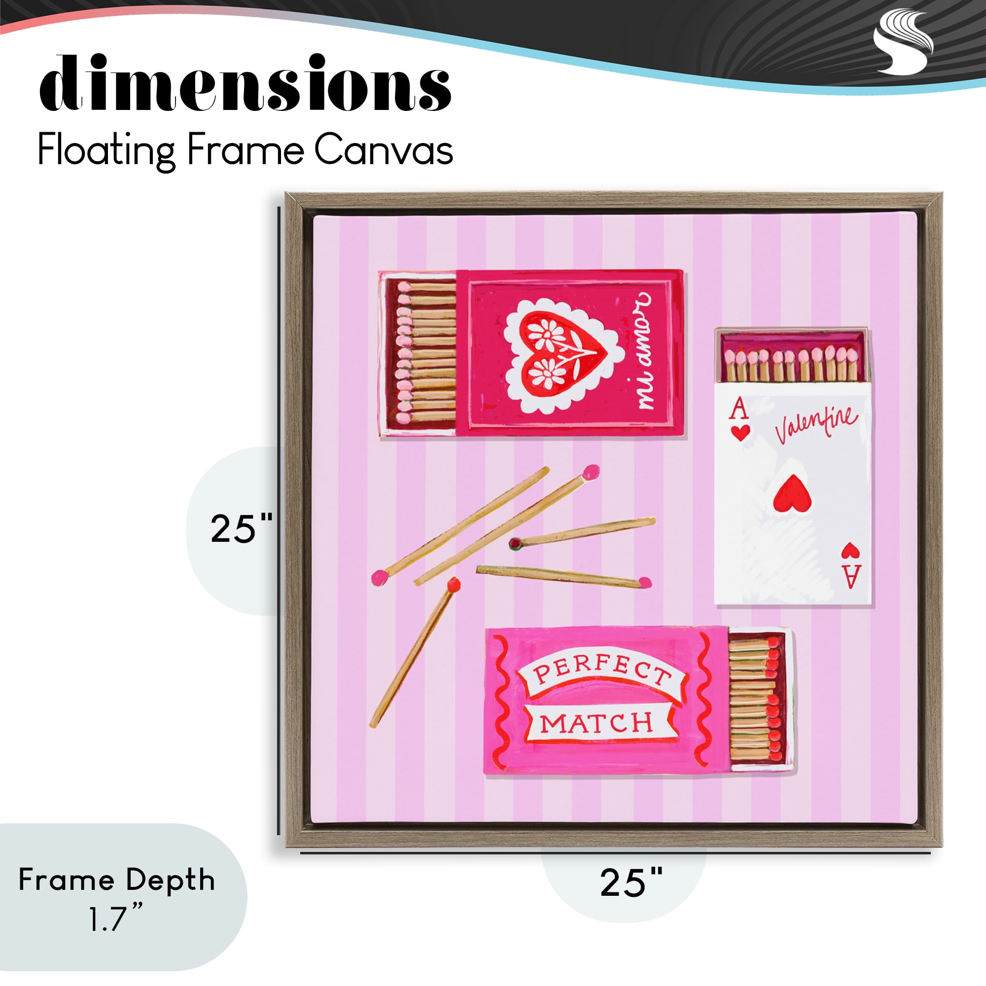 Stupell Industries Romantic Valentine's Matchboxes Brown Framed Floater Canvas Wall Art, design by Rachael Reese