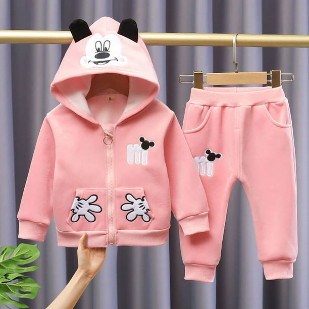 Kids Mickey Minnie ClothingTop + Pantalones 2 piezas Ropa con capucha Otoño Invierno Traje Niños Traje para niños Girls6-12M Gao Jinjia LED