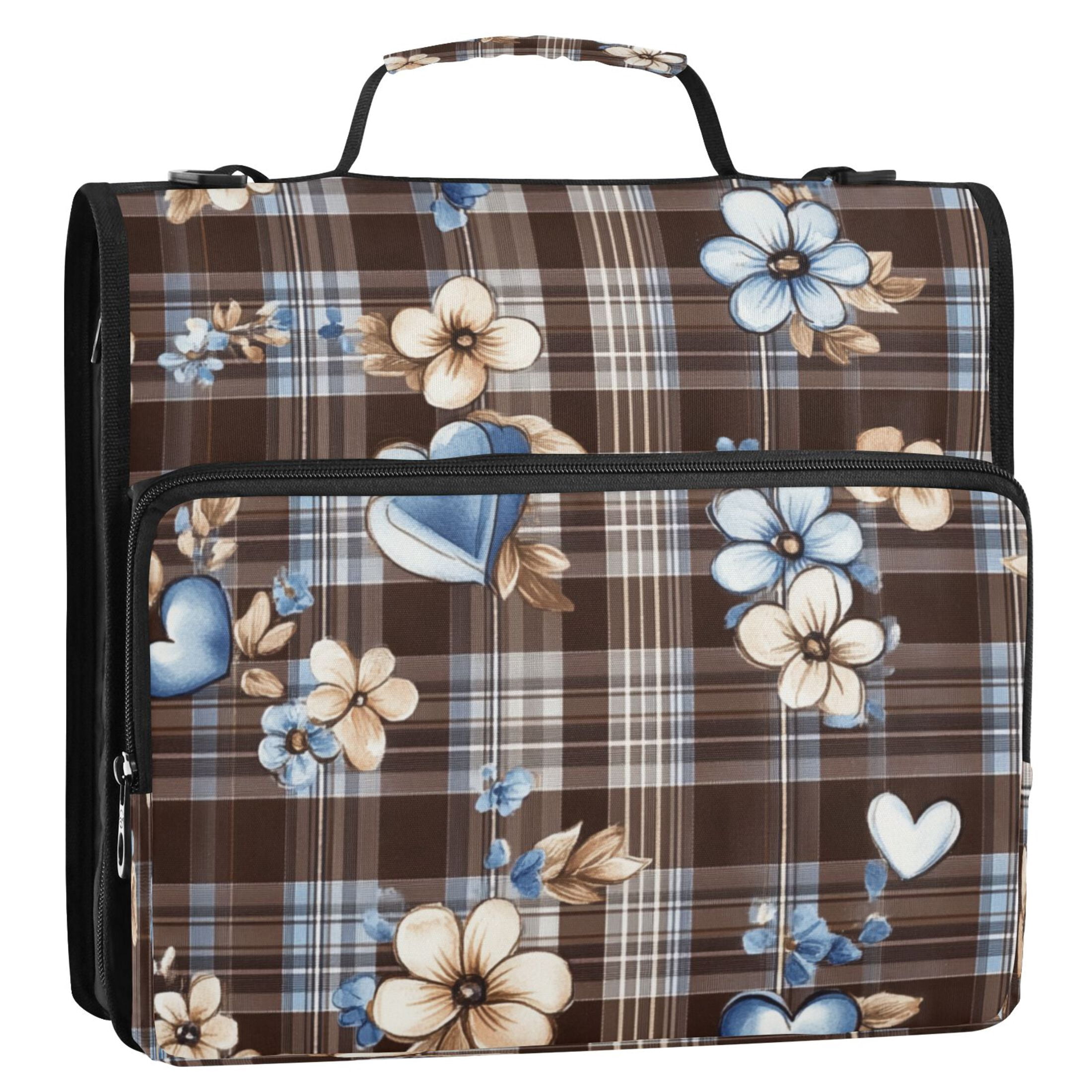 YAZAOO Zipper Binder trapper keeper Documents Organized Design Charming Hearts and Blooms Printed