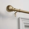 Exclusive Home Sphere 1" Curtain Rod and Coordinating Finial Set, Gold, Adjustable 66"-120"