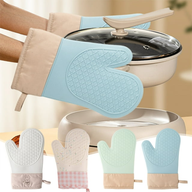 Guantes de silicona para horno resistentes al calor | Guante aislante antideslizante engrosado | Material apto para uso alimentario | Resistente al agua y fácil de limpiar | para hornear
