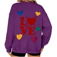thumbnail image 4 of Womens Valentines Sweatshirt Oversized Long Sleeve Heart Love Shirts Crewneck Cute Pullover Sweater Tops, M Purple, 4 of 7