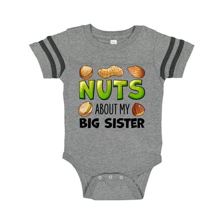 

Inktastic Nuts About My Big Sister Peanut Almond Pistachio Gift Baby Boy or Baby Girl Bodysuit