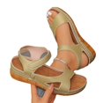 thumbnail image 4 of HTHLVMD Cut-Out Casual Sandals, Low Heel Comfort Shoes, Everyday Summer Shoes, Adjustable Strap Shoes, Sandals for Women Thick Soles Open Toe Wedges Lightweight Hook and Loop Sandal, Gold 7.5, 4 of 5