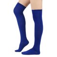 thumbnail image 2 of Solid Color Over The Knee Thigh High Socks, Halloween Costume Long Stockings for Women Party Dress Up Royal Blue, 2 of 9