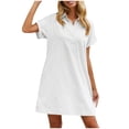 thumbnail image 2 of Fankiway Mode Femme Robe Décontractée à Boutons Col Rabattu Manches Courtes Robes Grande Taille pour Femmes Courbes Robes Midi pour Femmes Robes de Printemps pour Femmes 8646, 2 of 5