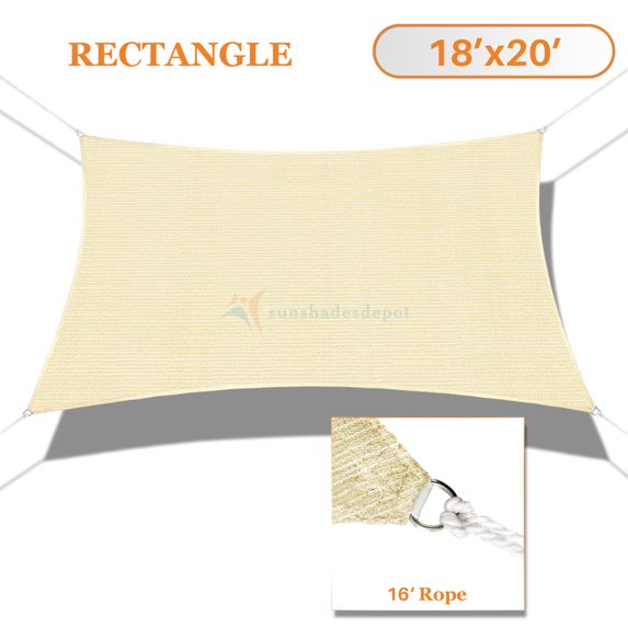 Sunshades Depot 18' x 20' 180GSM Sun Shade Sail Rectangle Permeable Canopy Tan Beige Customize Size Available Commercial For Patio Garden Preschool Kindergarten Playground Outdoor Facility Activities