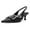 Black, variant on Women Chic Pointed Toe Slingback Buckle Pumps Elastic Strap Slip On Kitten Low Heels Shoes Party Daily Dress Size 6 Silver