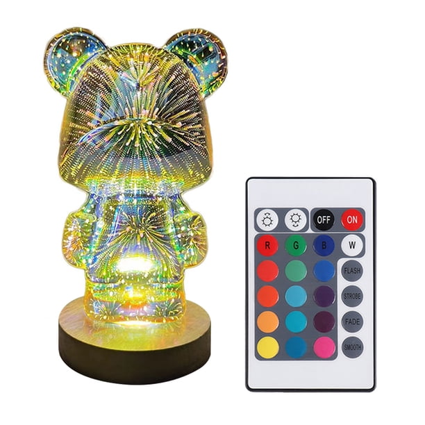 Fireworks Bear Night Light Colorful Remote USB LED Artesanías para fiestas navideñas JShteea El nuevo