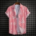 thumbnail image 6 of FINALGANG Mens Short Sleeve Lapel Hawaiian Shirt With Coconut Tree Print Loose Fit Casual Beach Summer Shirt For Vacation Daily Wear Pink XXL, 6 of 6