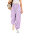 thumbnail image 5 of TIREOW Girls Boys Wide Leg Sweatpants Solid Color Elastic Waist Baggy Sweat Pants Kids Fashion Lightweight Casual Loose Fit Jogger Pants, 5 of 5