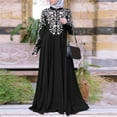 thumbnail image 2 of Luxalzxs Fashion Women Muslim Dress Islamic Lace Stitching Long Sleeve Maxi Dress, 2 of 5