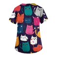 thumbnail image 4 of WTOBBY Women's V-Neck Printed Short Sleeve Medical Scrub Top with Side Slit Pockets, Functional Work Uniform for Nurses, Comfortable and Breathable for Healthcare Professionals ,Pink S, 4 of 6