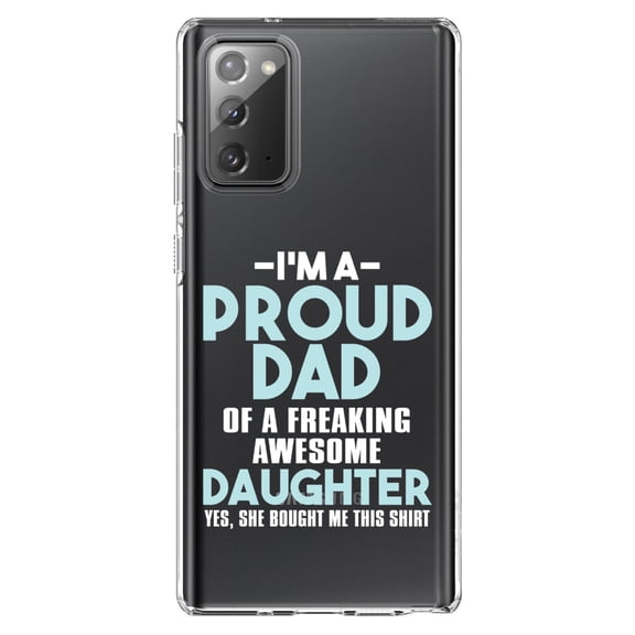 DistinctInk Clear Shockproof Hybrid Case for Galaxy Note 20 ULTRA (6.9" Screen) - TPU Bumper Acrylic Back Tempered Glass Screen Protector - I'm a Proud Dad of Awesome Daughter