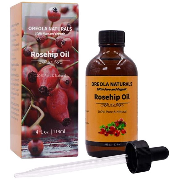 Huile d'Églantier par Oreola Naturals Grand Format 4 Oz 100 % Pure et Pressée à Froid, Hydratant Naturel Idéal pour le Visage, les Cheveux, la Peau et les Ongles.