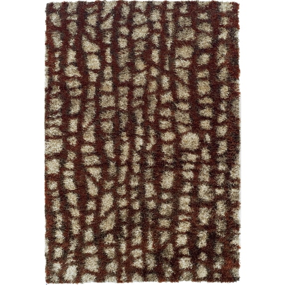 Berkley Aspire Shag Area Rug AT1 At1 Paprika Paprika Blocked Striped 7' 10" x 10' 7" Rectangle